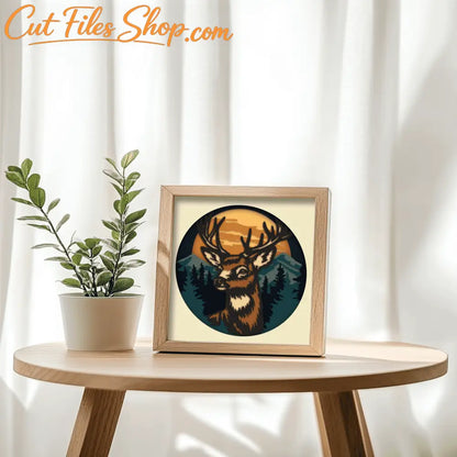 Scenic deer portrait paper cut light box design