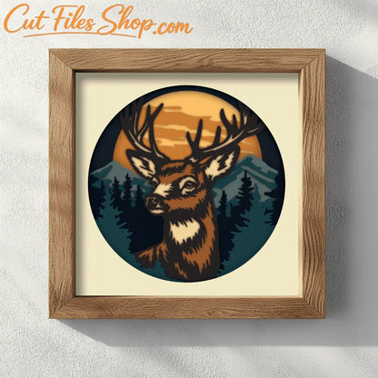 Forest mountain deer multilayer cutting files CNC