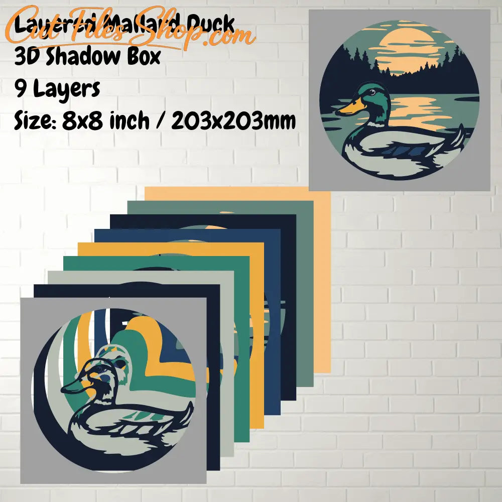 Multilayer Mallard Duck Design, Shadow Box SVG, DXF for Laser and Cricut Projects