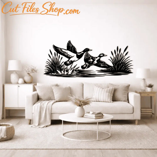 Flying ducks wildlife design SVG DXF for xTool, Silhouette and laser projects