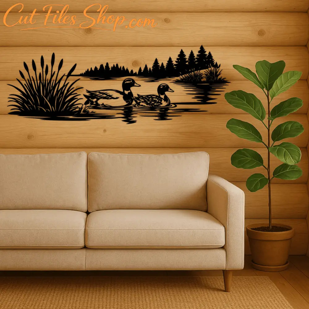 Duck lake scene SVG PNG for CNC plasma and metal wall decor