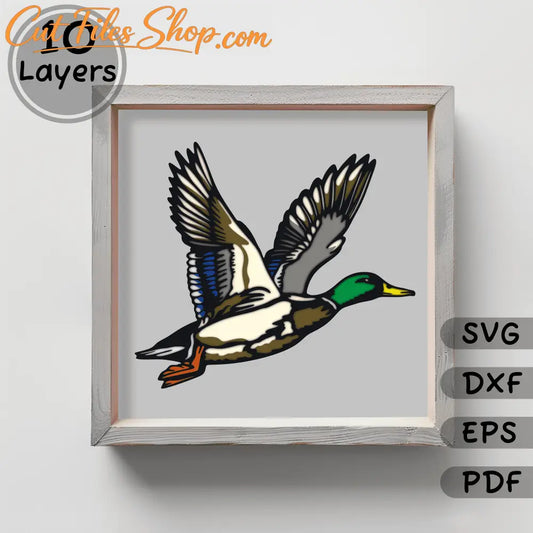 Mallard Layered SVG 3D Shadow Box, Papercut Template, Laser Cut DXF, Home Decor Art, Unique Gift Craft Project, Svg for Cricut, Silhouette