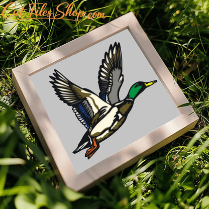 Mallard layered svg, 3d shadow box, paper cut template, multilayer cut file, gift DIY