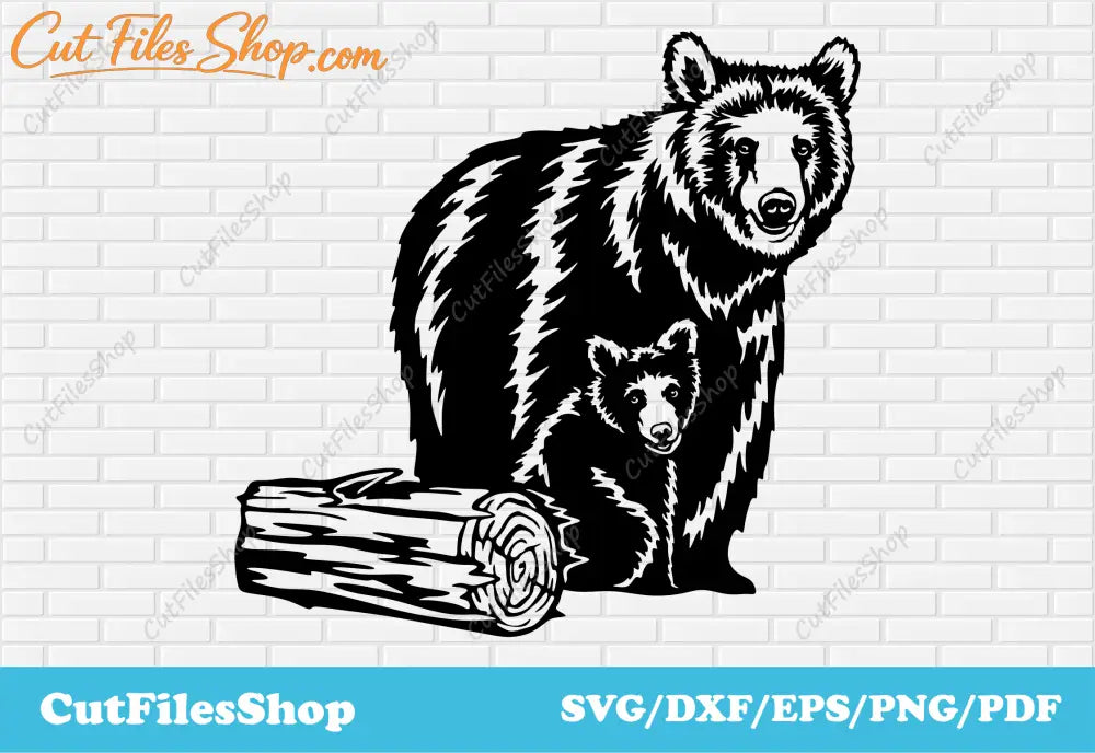 Bear mama svg, baby bear svg, dxf for laser cut, dxf for plasma, clipart, svg for cricut design space, svg for crafting, Silhouette cameo, Cricut, animals svg for cricut, dxf files for plasma table