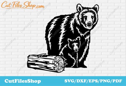 Bear mama svg, baby bear svg, dxf for laser cut, dxf for plasma, clipart, svg for cricut design space, svg for crafting, Silhouette cameo, Cricut, animals svg for cricut, dxf files for plasma table
