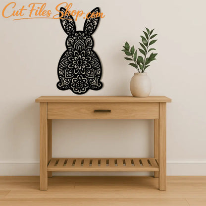 Easter mandala bunny SVG DXF for laser cutting and CNC signs