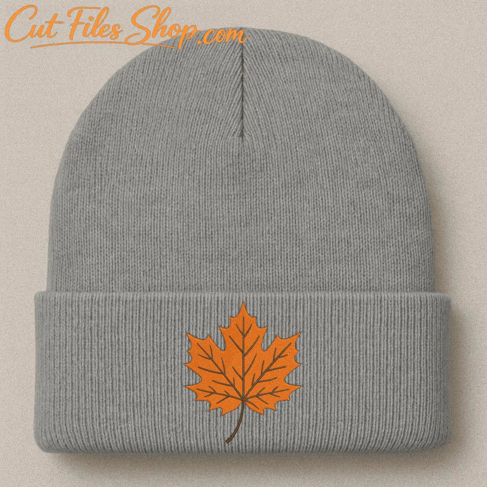 Orange maple leaf embroidery pattern perfect for Thanksgiving crafts