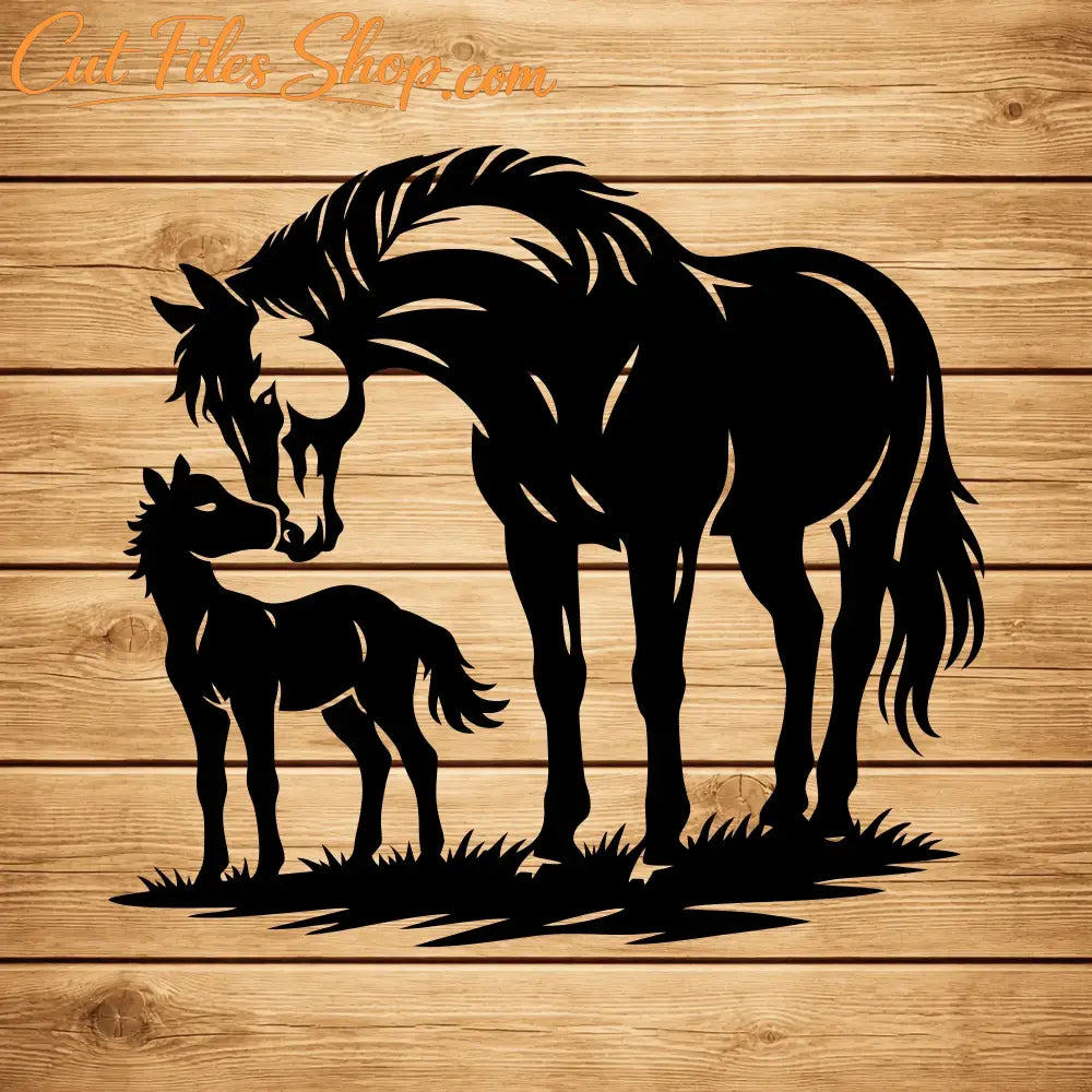 mare and foal svg laser files
