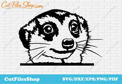 Meerkar peeking svg, dxf images for laser cut, vinyl decal clipart svg, Plasma cutting files, cute animals scenes dxf, animals scenes dxf, meerkar svg, meerkar dxf, scene dxf files, dxf for milling, dxf for decor making, plasma cut files