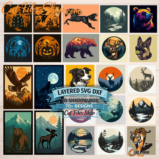 3d shadow box svg bundle multilayer designs