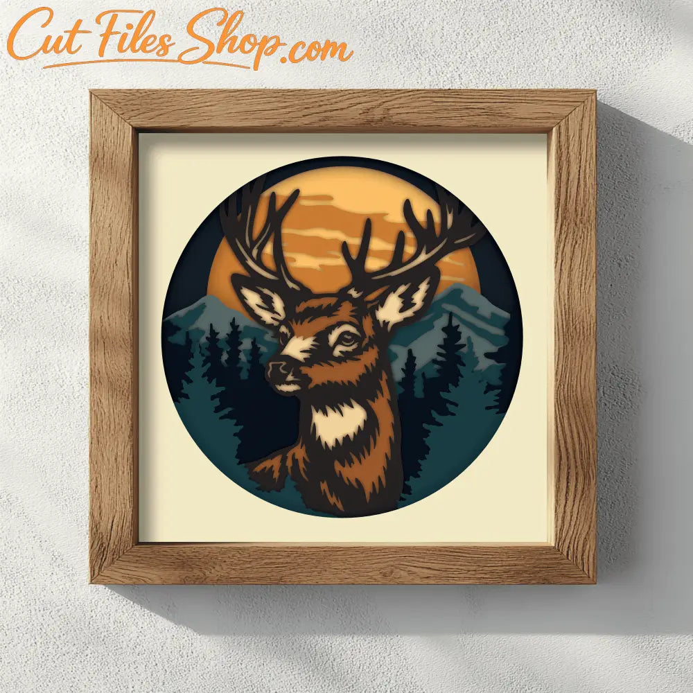 Forest mountain deer multilayer cutting files CNC