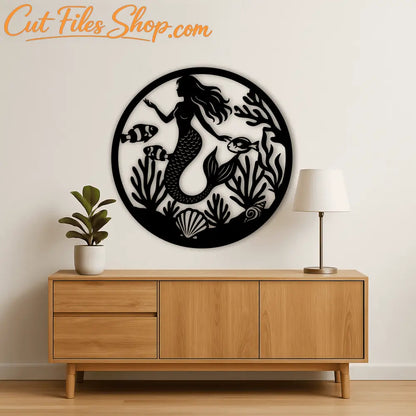 Underwater mermaid scene SVG DXF for xTool, Silhouette, laser and wall art