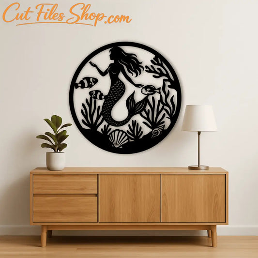 Underwater mermaid scene SVG DXF for xTool, Silhouette, laser and wall art