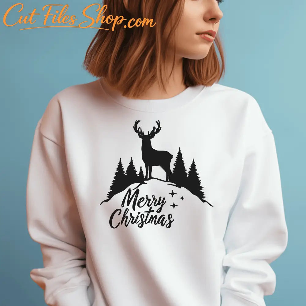 Reindeer Christmas Vector, SVG for Cricut, DXF for CNC & Glowforge, DIY Christmas Decor, Christmas T-shirt design