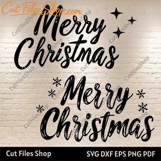 Merry Christmas SVG, Cut Files for Cricut & Glowforge, Sublimation Design, DXF for Laser Engraving, Digital Download