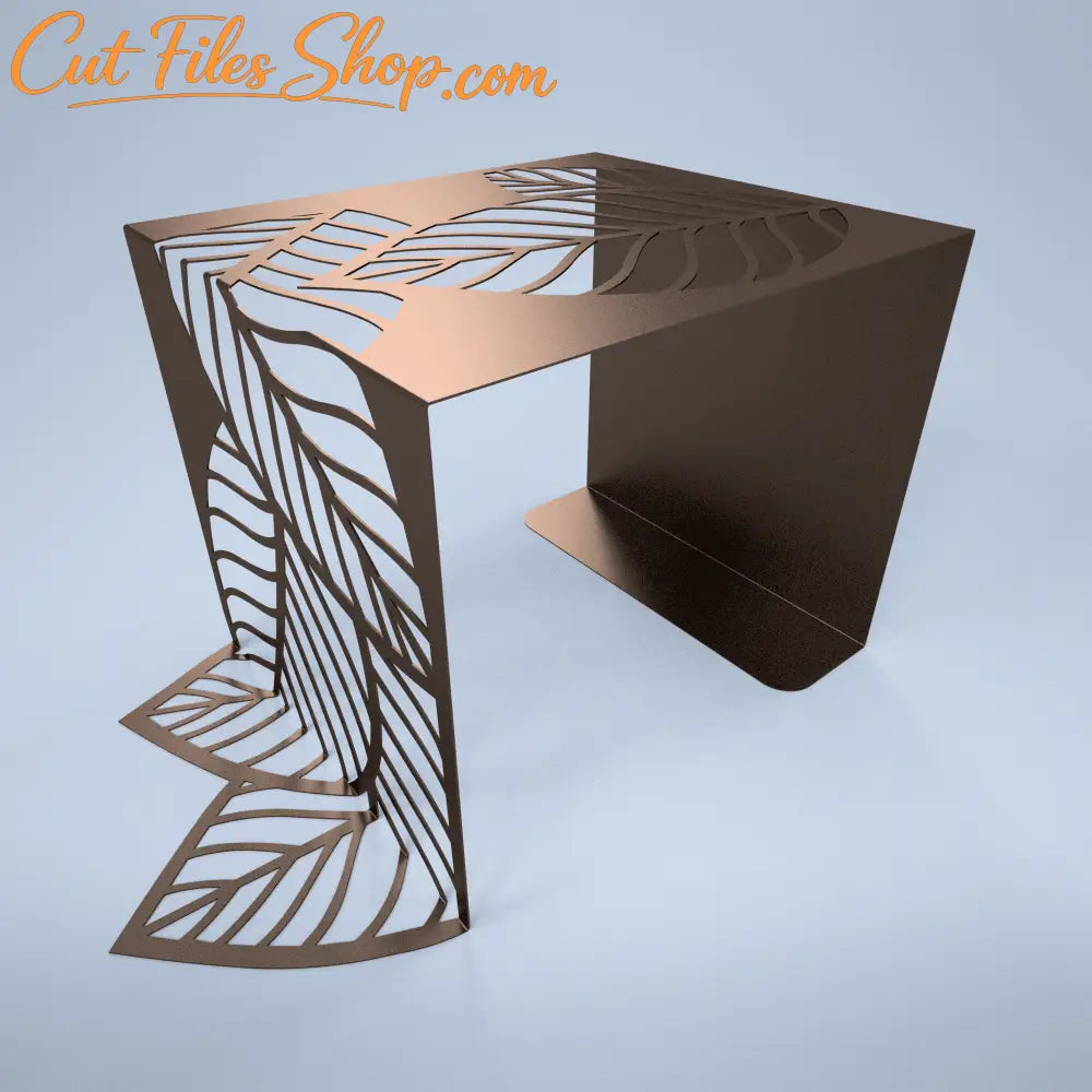 Laser cut botanical accent stand with leaf pattern