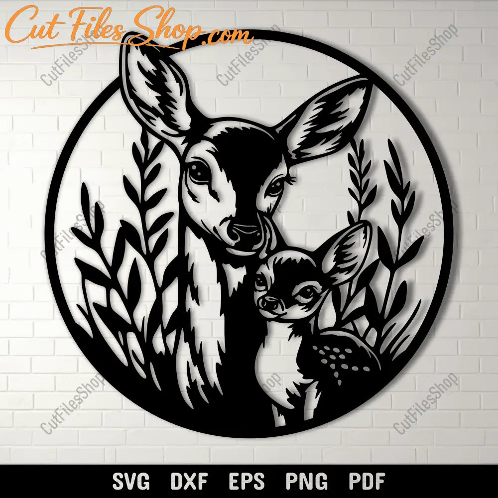 Mom and Baby Deer SVG for Cricut Projects – DXF for Silhouette & CNC
