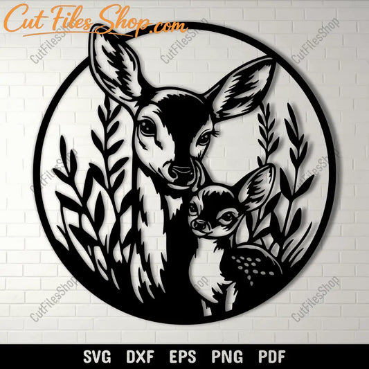 Mom and Baby Deer SVG for Cricut Projects – DXF for Silhouette & CNC