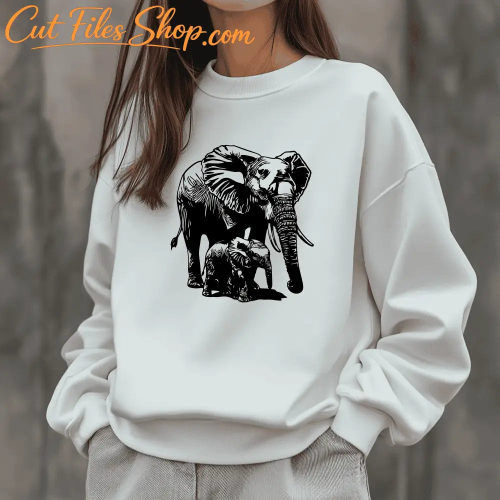 Mom and Baby Elephant SVG DXF – Sublimation & DIY Laser Projects