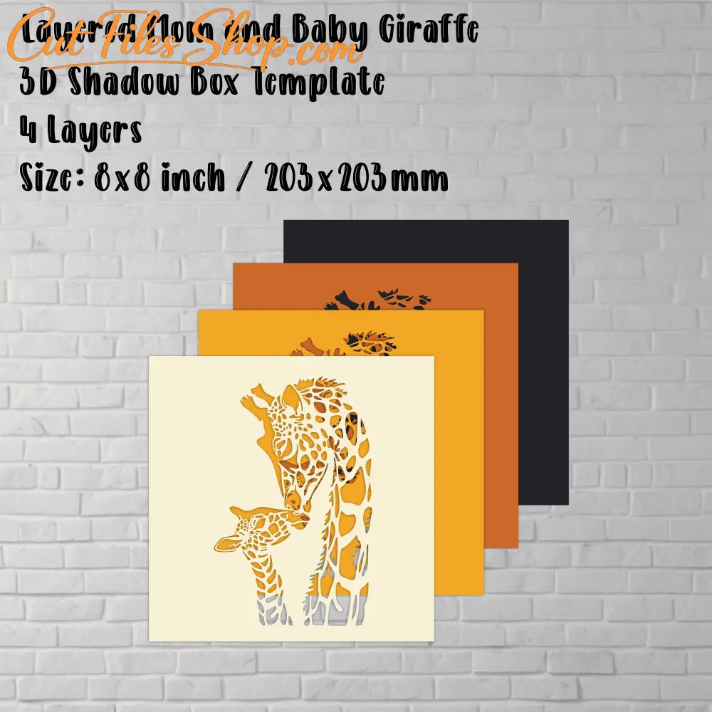 3D Giraffe Family Layered SVG, Paper Shadow Box Template, Cricut Silhouette Cut File, Laser Cut DXF, Home Decor DIY, Instant Download