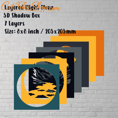 Moon 3D Layered Art, 3D Shadow Box Svg for Cricut, 3D Light Box Crafts, dxf for Silhouette, laser cut files for plywood, svg for cardstock, paper cut svg