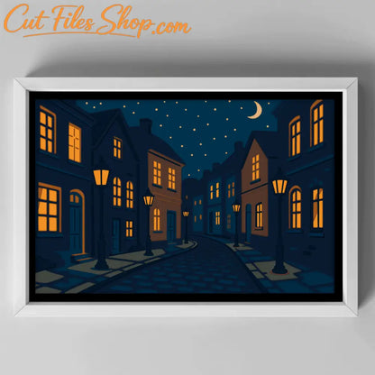 3D shadow box night city multilayer template