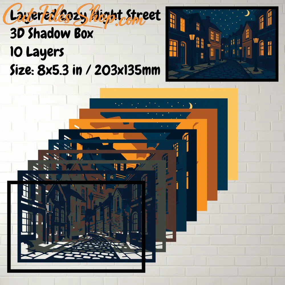 European street night layered SVG DXF file
