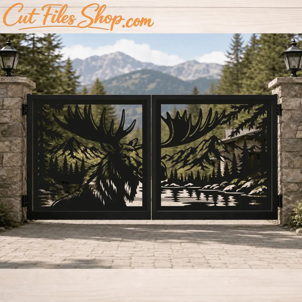 Metal driveway gate DXF file for CNC plasma, laser and waterjet cutting
