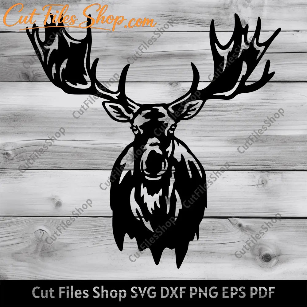 Moose Dxf for laser cut, Head moose svg for cricut, Wall Decor Dxf diy, Sticker svg, Vinyl cut files, Dxf for plywood cut, dxf cut files, dxf for cnc, free svg files, wildanimals svg, animals dxf files for plasma, cnc designs download
