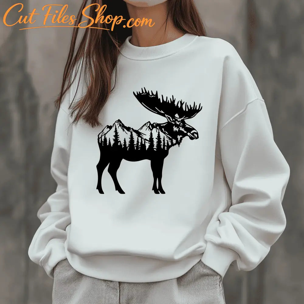 Moose Mountain Silhouette SVG, DXF for Laser Engraving & Cutting, Cricut Project File