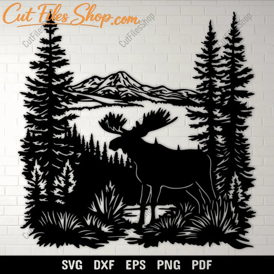 Moose Scene Cutting Files – DXF for Laser, SVG for Cricut & Vinyl Crafts