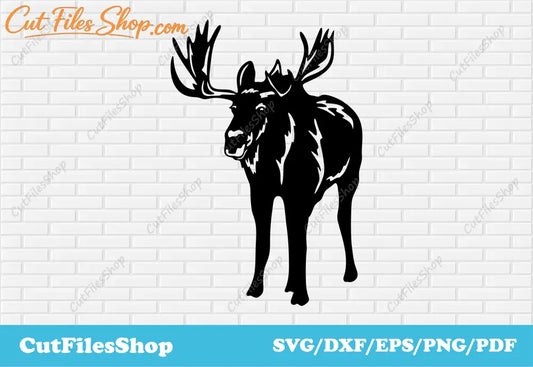 Moose SVG DXF files for CNC machines, Cricut, Laser, Plasma, Silhouette, Plotter, Forest animals dxf, Wall decor dxf, animals decor dxf for laser cut, metal cutting dxf plasma, moose decor dxf, router files dxf, svg craft