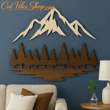 Forest landscape SVG design for laser cutting