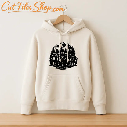 Wildlife scene SVG PNG DXF with mountains and walking bears