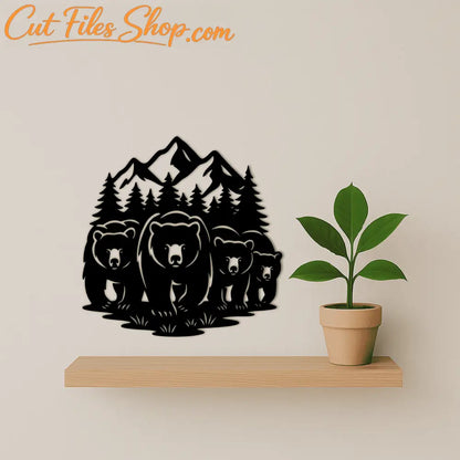 Mountain bears SVG DXF for rustic wall art and handmade gifts