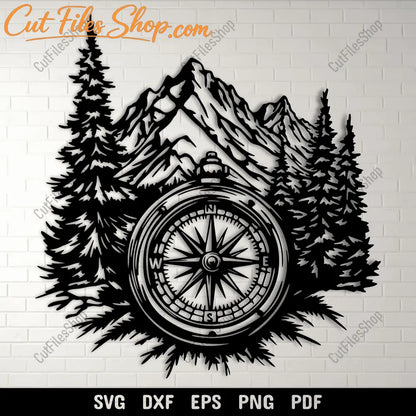 Mountain compass SVG cut file design