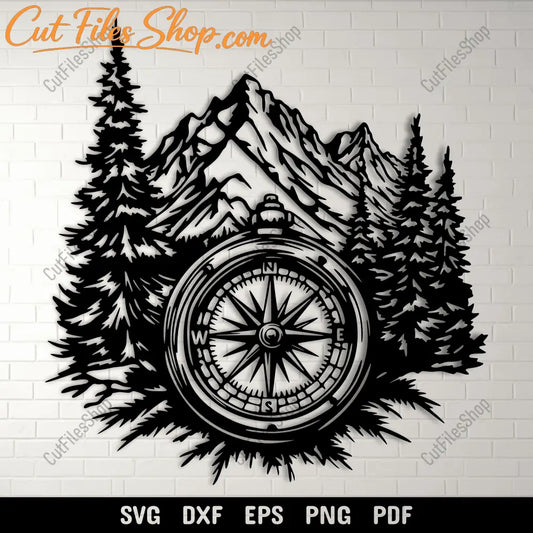 Mountain compass SVG cut file design