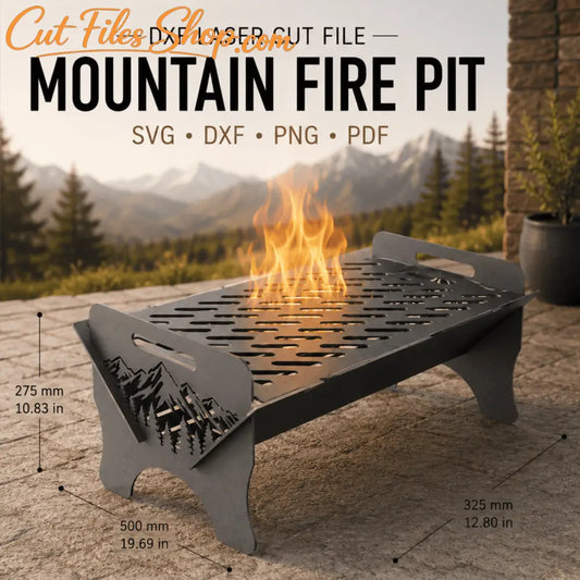 Mountain fire pit DXF SVG files for CNC plasma cutting