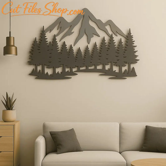 Rustic mountain forest wall art cut file