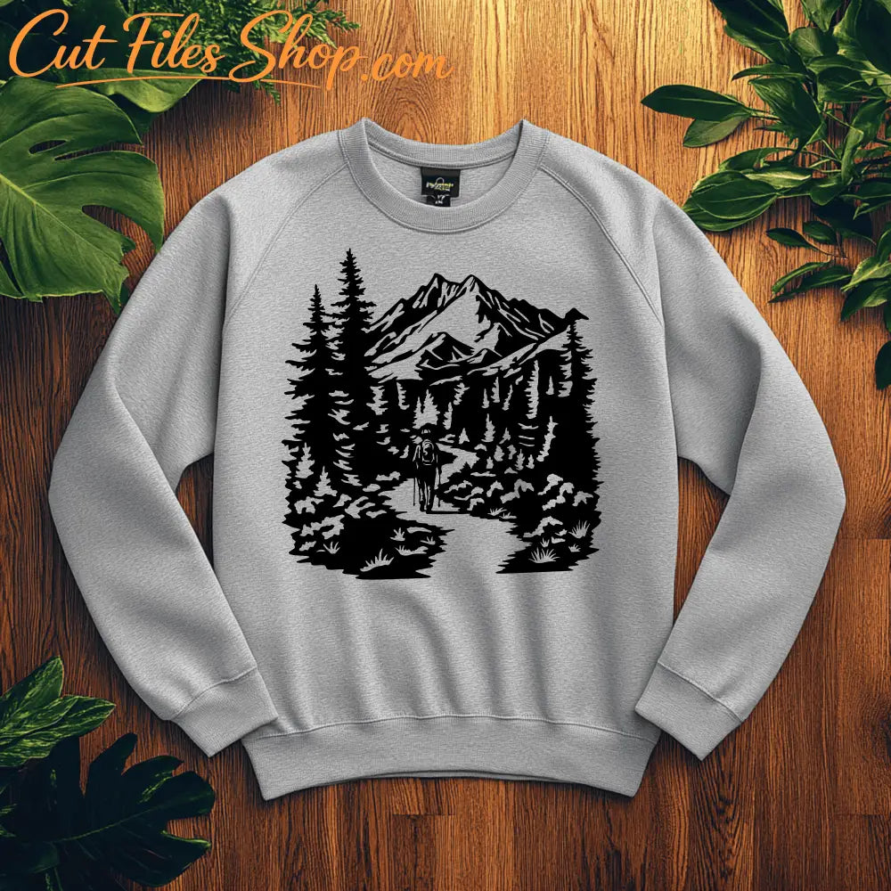 Mountain Hiking DXF for CNC & Laser Cutting, SVG for T-Shirts, Sublimation Design