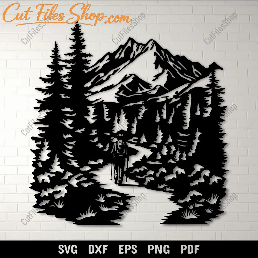 Hiking Scene SVG Cut Files for Cricut, CNC DXF, Sublimation Artwork, DIY Outdoor Décor