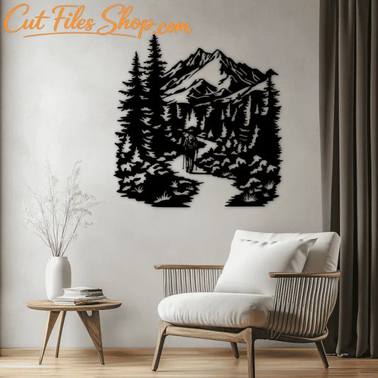 Mountain Adventure SVG for Cricut Crafts, Silhouette Hiking Art, DXF for Laser Cut