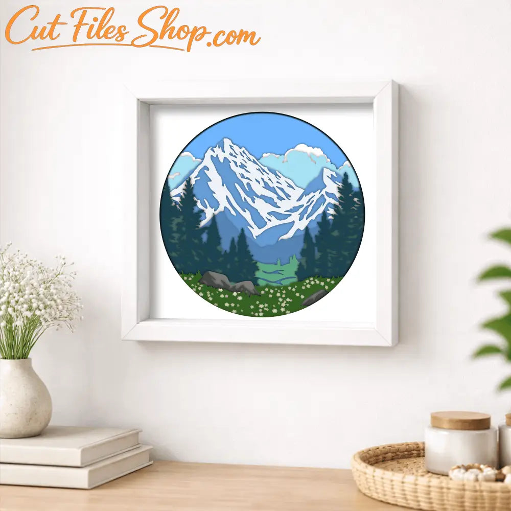 nature landscape layered svg shadow box