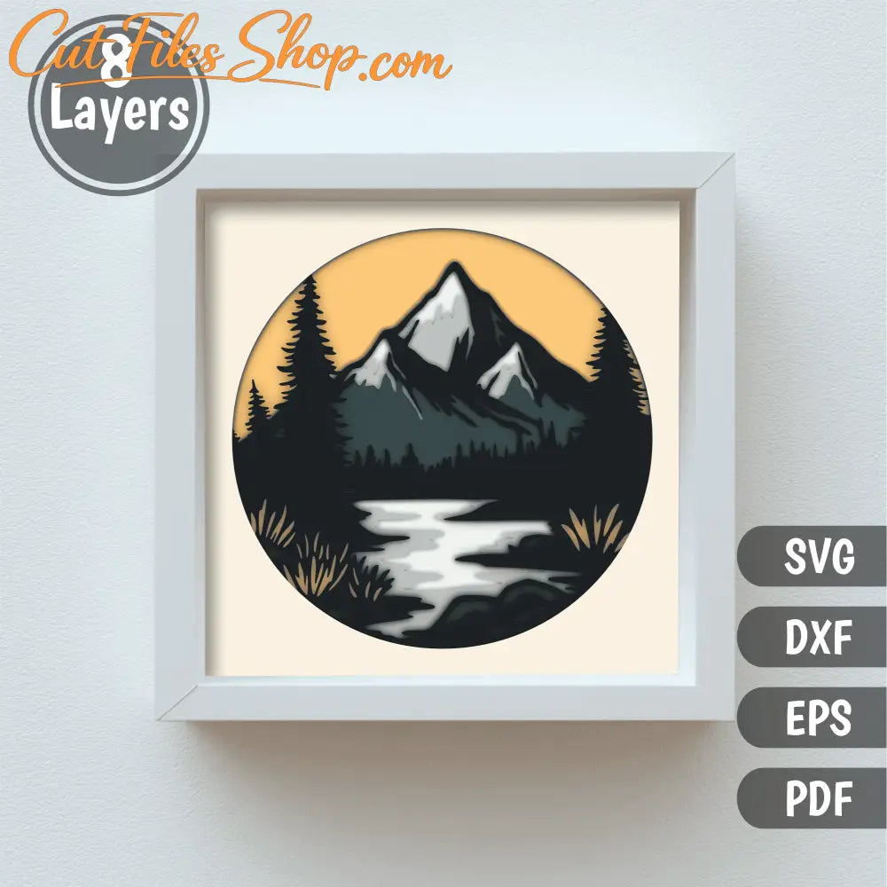 3D Mountain Range SVG | Multilayer Shadow Box Template, DIY Home Decor, Light Box Svg