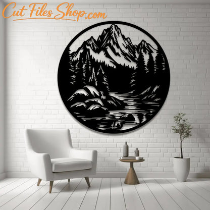 Mountain Range SVG for Cricut, DXF for CNC Laser Cutting Projects, Forest dxf for Plasma