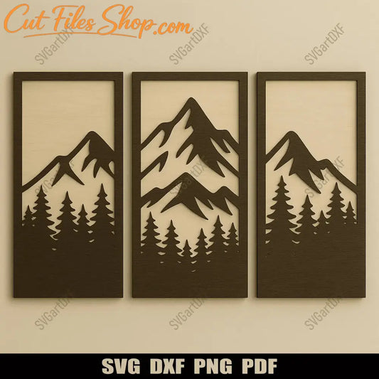 laser cut mountain forest design