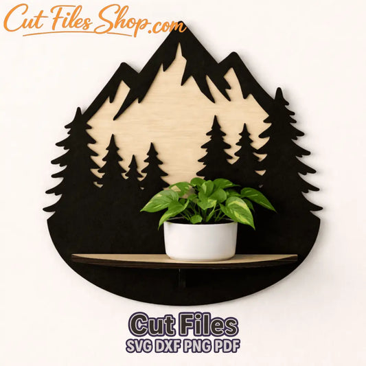 mountain shelf svg glowforge laser cut plywood wall shelf