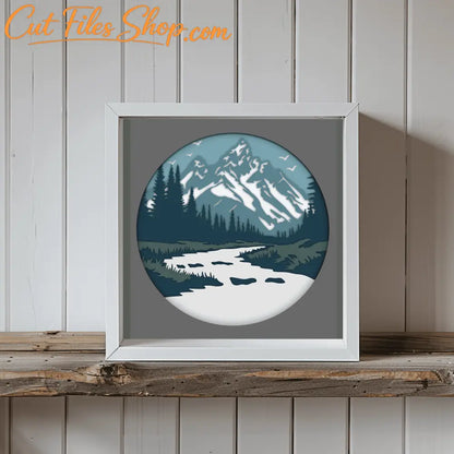 Unique Gift DIY: Mountains 3D Layered SVG, EPS Files, Papercut Template, Instant Download, Cut Files Shop