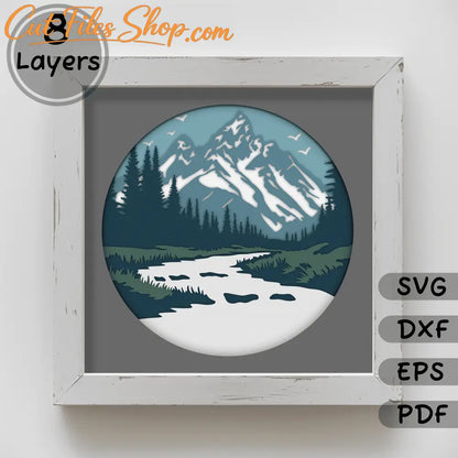 Mountains 3D Shadow Box SVG for Cricut, Silhouette, DIY Home Decor, Paper Art, Instant Download