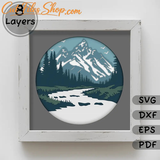 Mountains 3D Shadow Box SVG for Cricut, Silhouette, DIY Home Decor, Paper Art, Instant Download